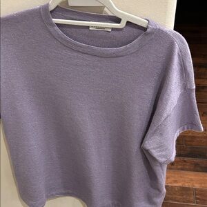 Brunello Cucinelli Lavender Short Sleeve Sparkle Knit Top